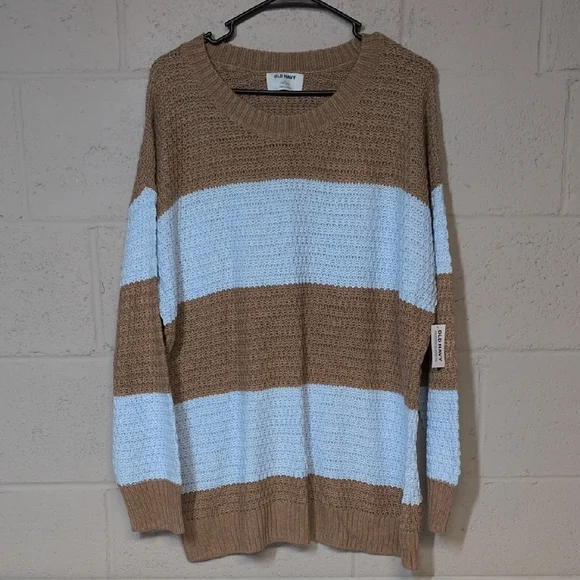 Old Navy Tunic Sweater Baby Blue Camel Tan Size XL NWT, Preppy Cozycore - Picture 2 of 8